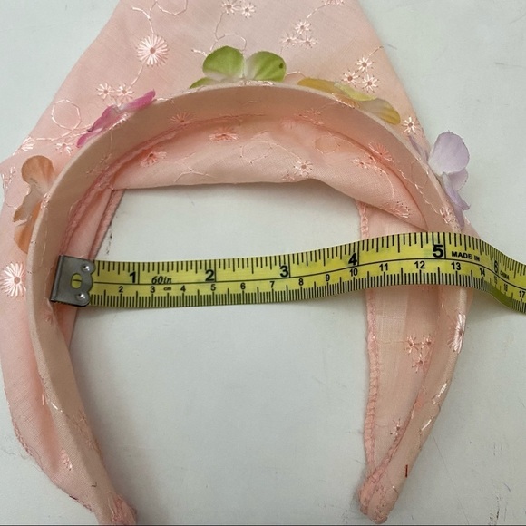 Girl’s Headband Scarf Pink Eyelet Floral Embellishment - Picture 6 of 7